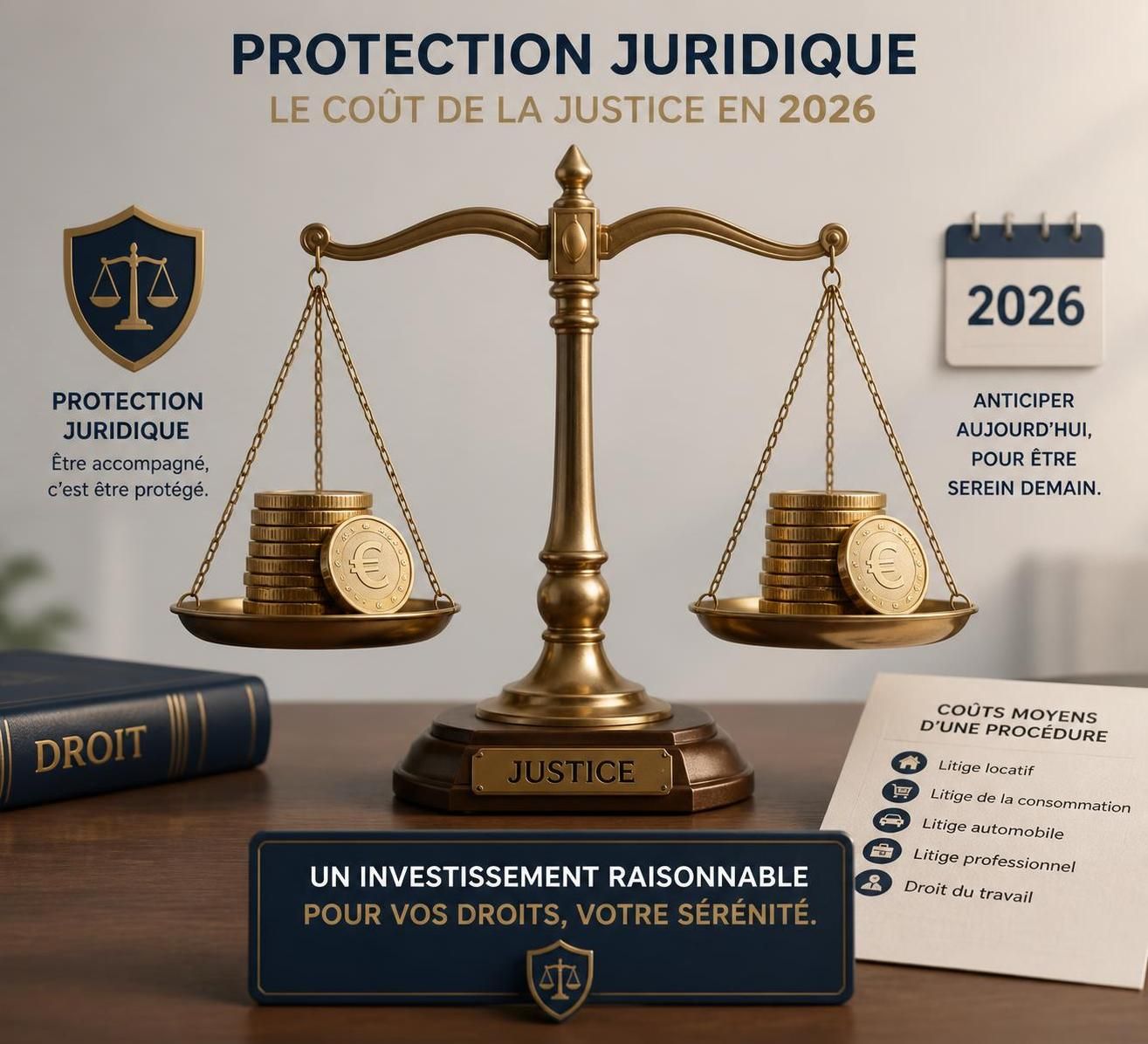 découvrez le tarif moyen d'une protection juridique en 2026 et obtenez des conseils pour choisir la meilleure couverture adaptée à vos besoins.